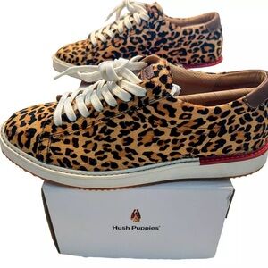 NEW Hush Puppies Sneaker Size 10 Sabine Genuine Calf Hair Leopard Bounce Plus!